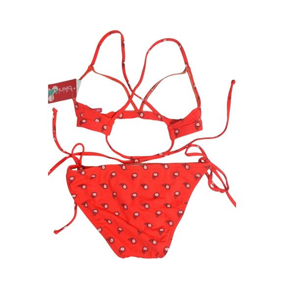 BIKINI LAB, 2 Piece String Bikini, Red Paisley, Padded, Size Small - Picture 4 of 6
